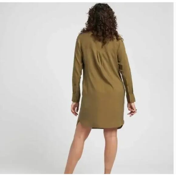 Universal Standard Cupro Rubicon Shirt Dress XXS 00 0 NWT Olive Green 4XS Button - Picture 3 of 6